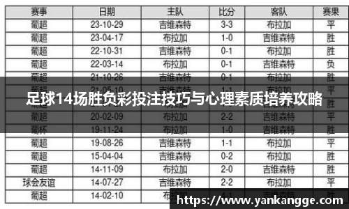 足球14场胜负彩投注技巧与心理素质培养攻略